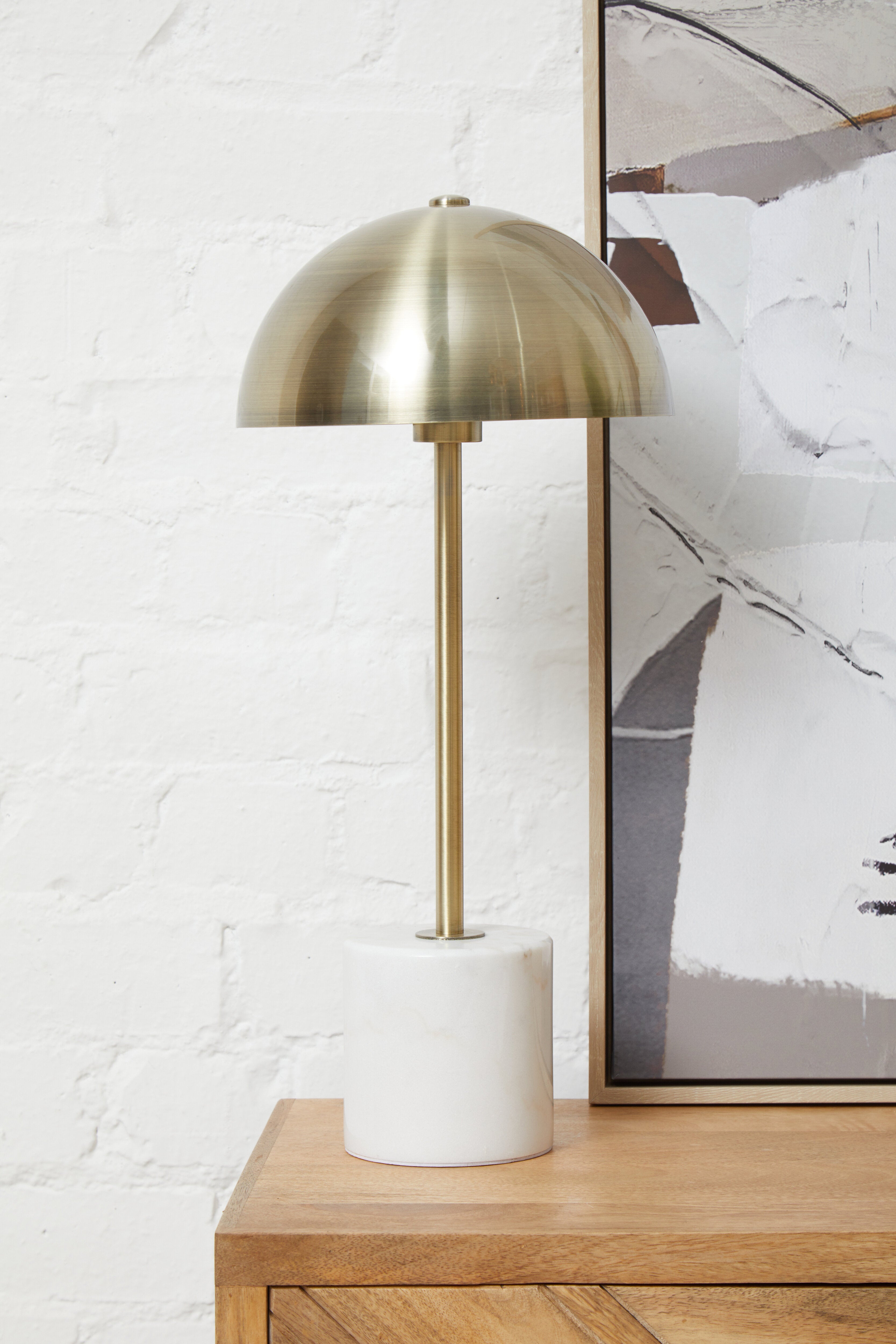 Henbury White Marble & Gold Dome Table Lamp